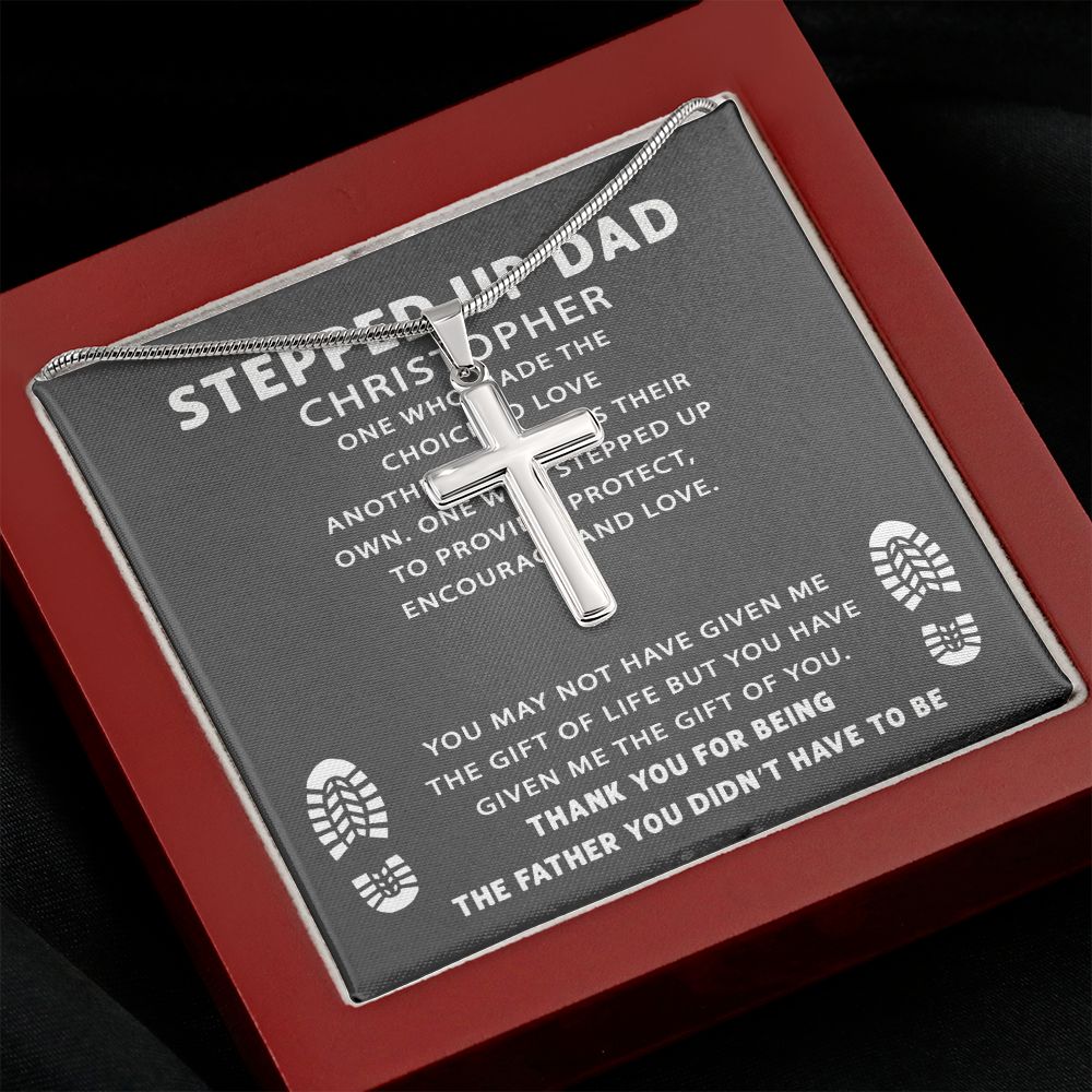 Cross Neckalce for Stepped Up Dad, To My Stepped Up Dad Necklace