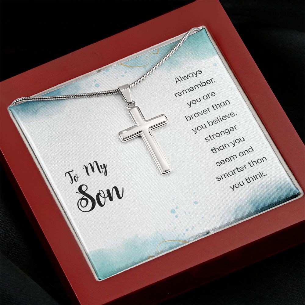 To My Son Necklace From Mom and Dad Jewelry Son Gifts From Mom and Dad, Mother and Son Necklace, Birthday Gift For My Son Graduation Christmas Cuban Link Chain Necklace Present