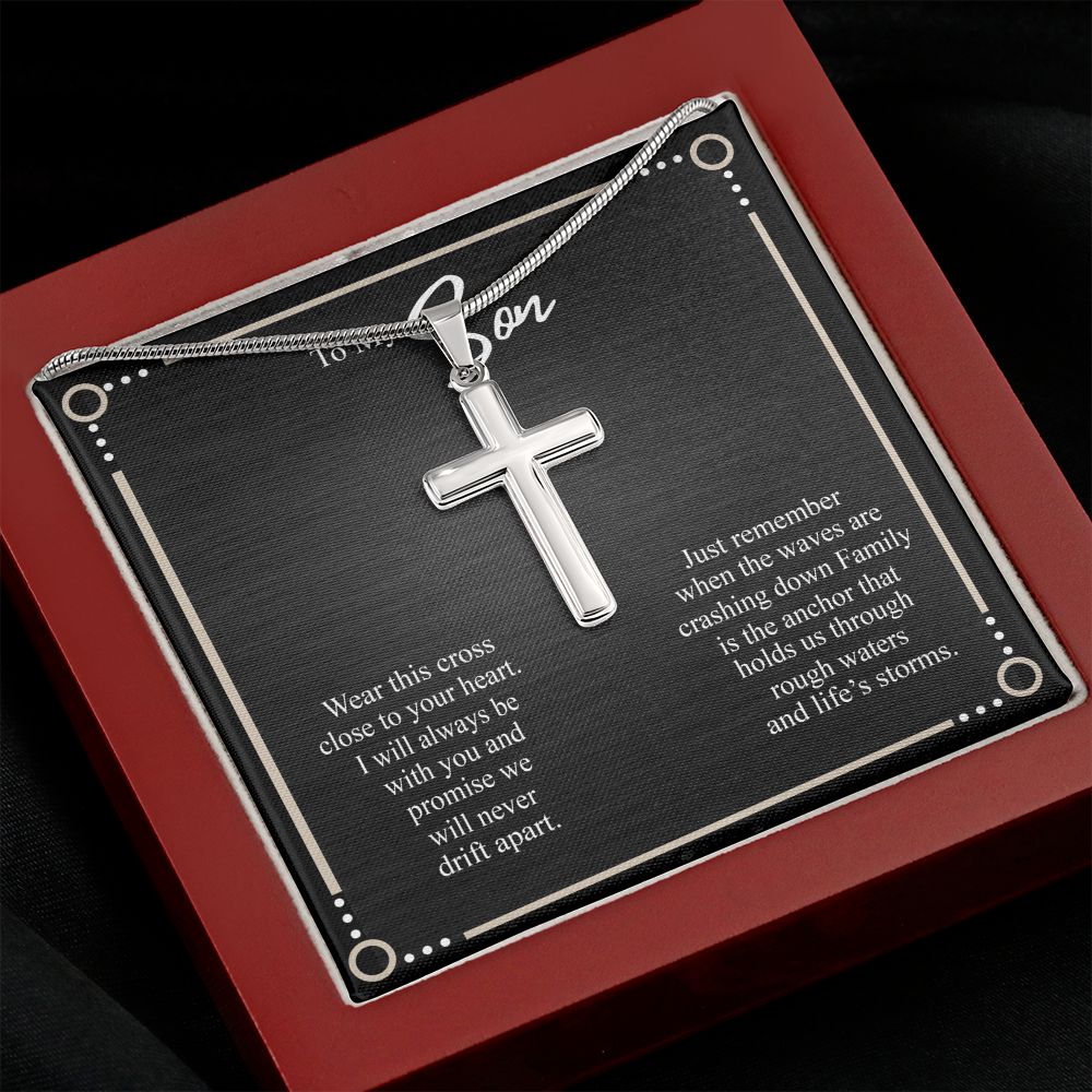To My Son Necklace From Mom and Dad Jewelry Son Gifts From Mom and Dad, Mother and Son Necklace, Birthday Gift For My Son Graduation Christmas Stainless Steel Cross Necklace Present for Son