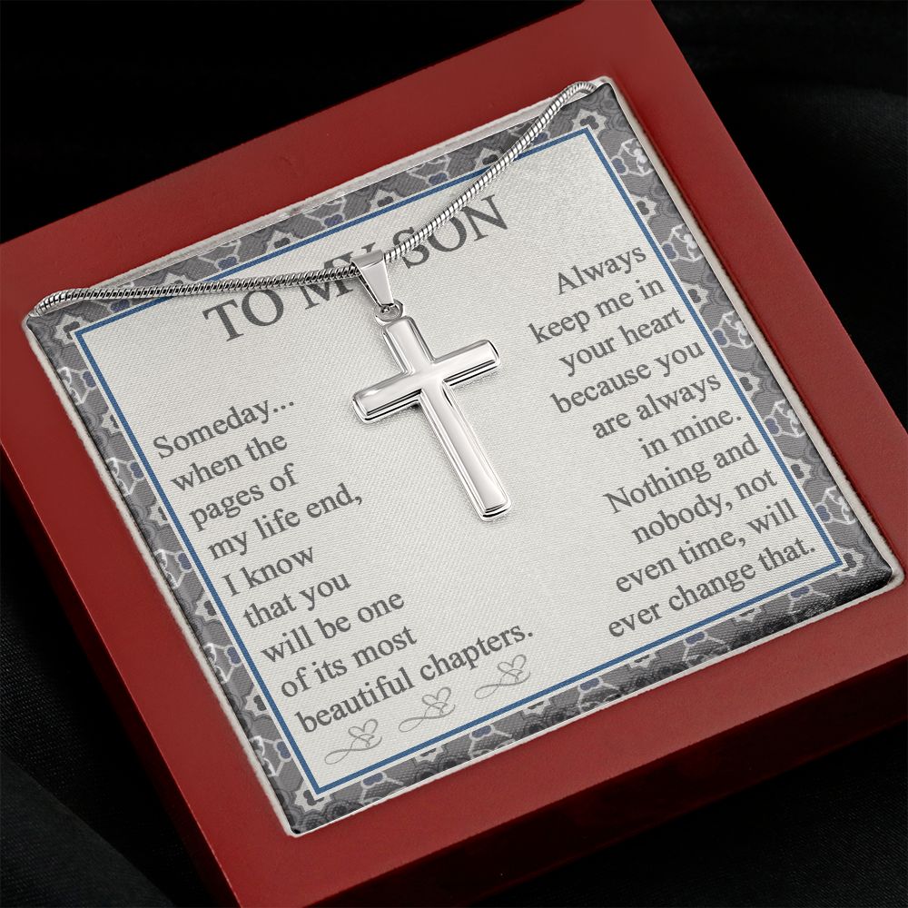 To My Son Necklace From Mom and Dad Jewelry Son Gifts From Mom and Dad, Mother and Son Necklace, Birthday Gift For My Son Graduation Christmas Stainless Steel Cross Necklace Present