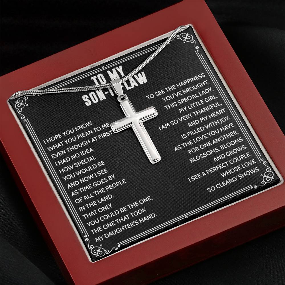 Mother to Son-in-law Cross Pendant Necklace for Son-in-law Birthday Wedding Gift