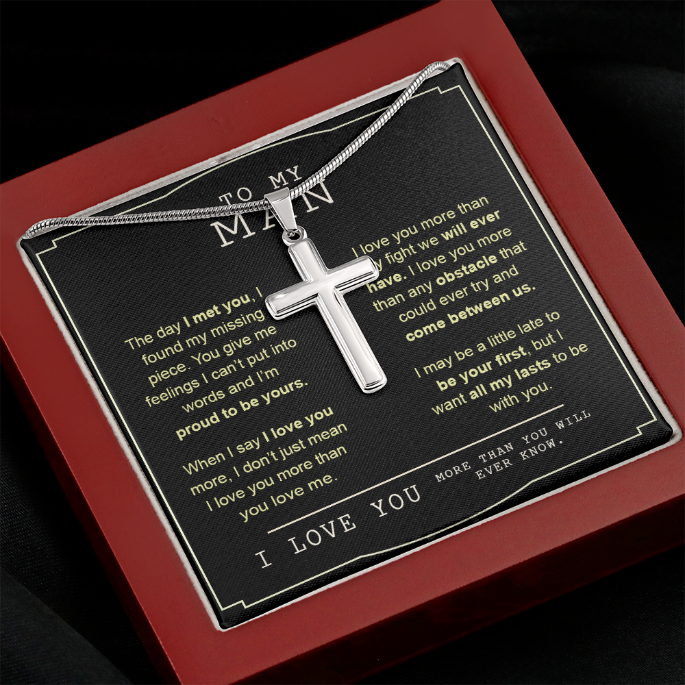 To My Man Necklace Gift or Him Cross Necklace Valentines Day Day For Man Husband 175100654749
