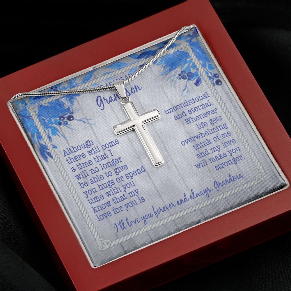 To My Grandson Gift for Grandson Grandson Birthday for Grandson Cross Necklace 175220749551