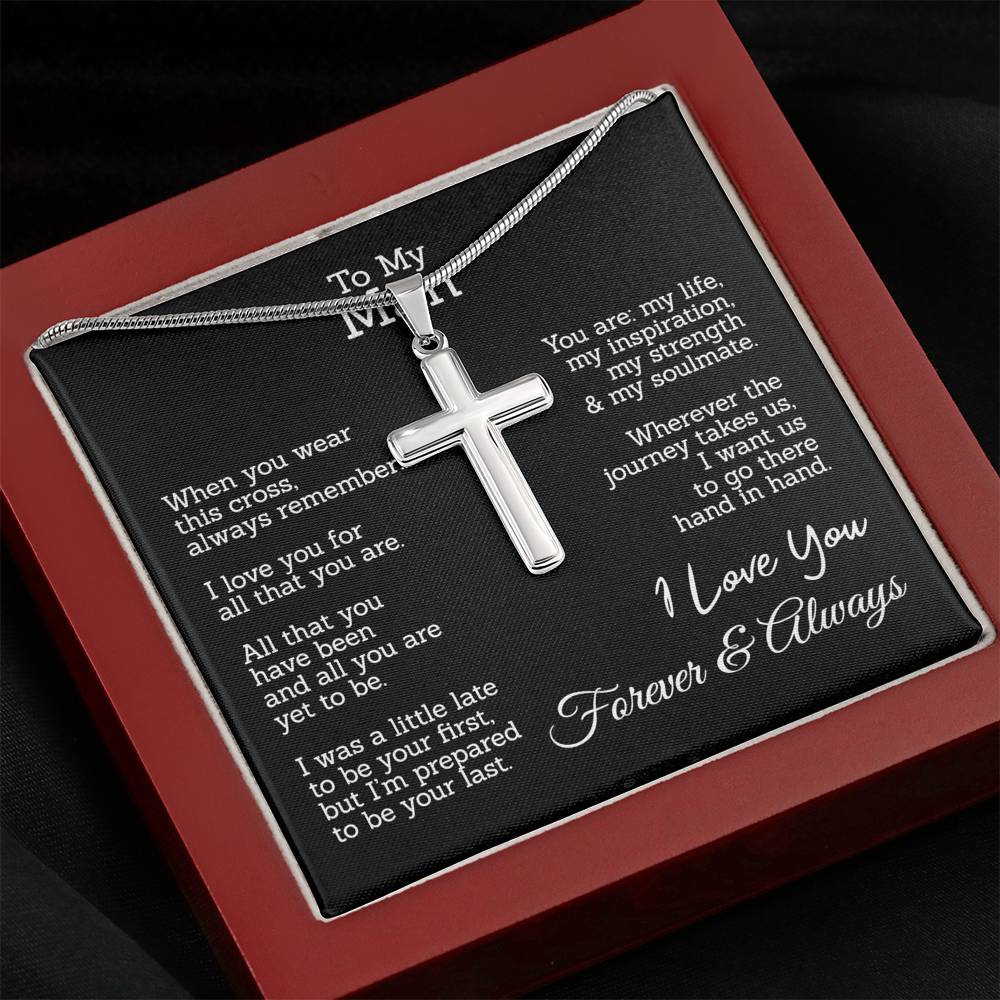 To My Man Cross Necklace Gift For Men From My Love, Jewelry For Men Silver Gifts