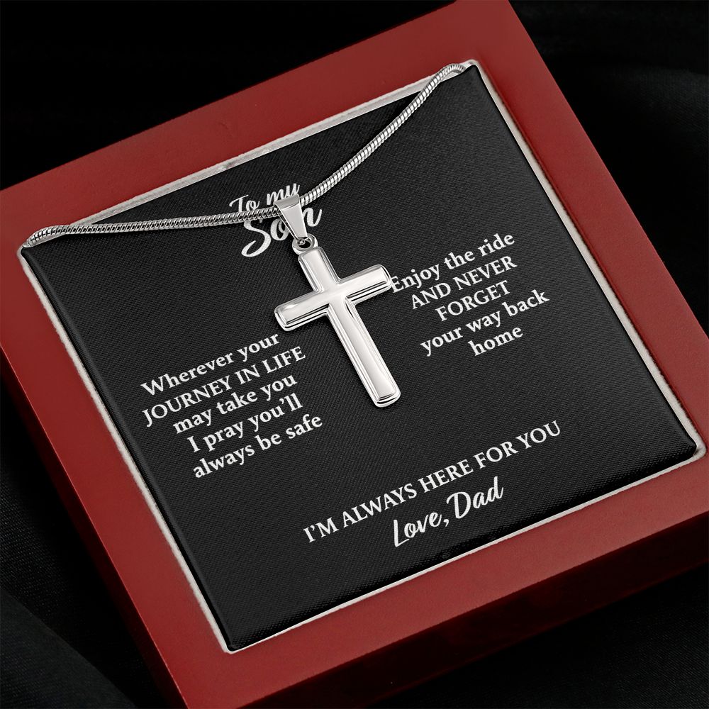 To My Son Necklace From Mom and Dad Jewelry Son Gifts From Mom and Dad, Mother and Son Necklace, Birthday Gift For My Son Graduation Christmas Stainless Steel Cross Necklace Present for Son
