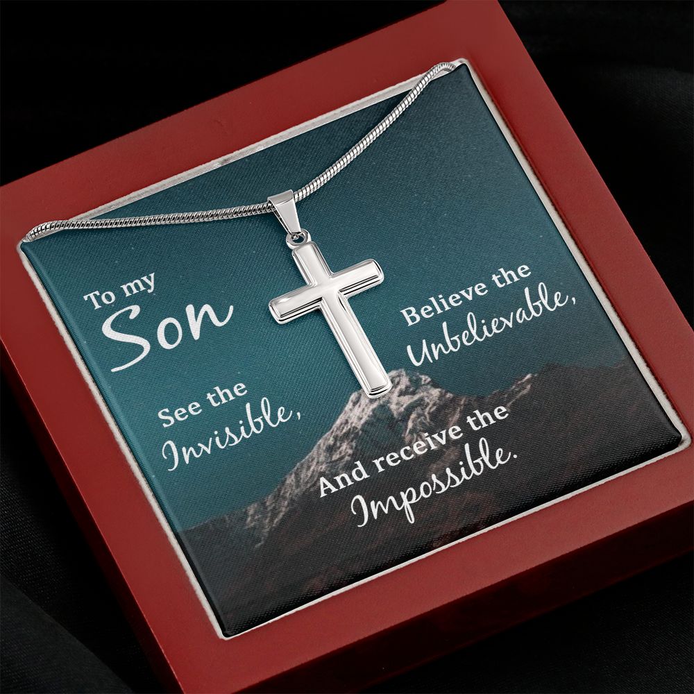 To My Son Necklace From Mom and Dad Jewelry Son Gifts From Mom and Dad, Mother and Son Necklace, Birthday Gift For My Son Graduation Christmas Cuban Link Chain Necklace Present