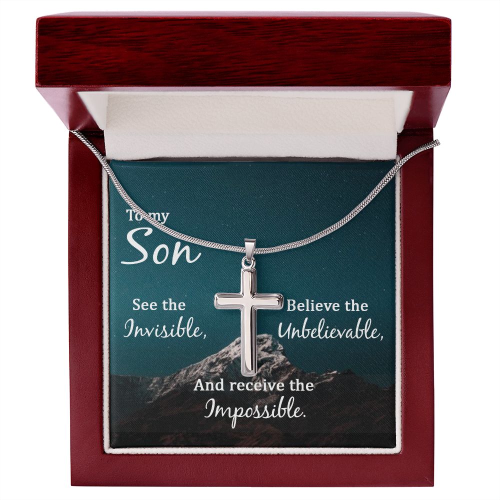 To My Son Necklace From Mom and Dad Jewelry Son Gifts From Mom and Dad, Mother and Son Necklace, Birthday Gift For My Son Graduation Christmas Cuban Link Chain Necklace Present