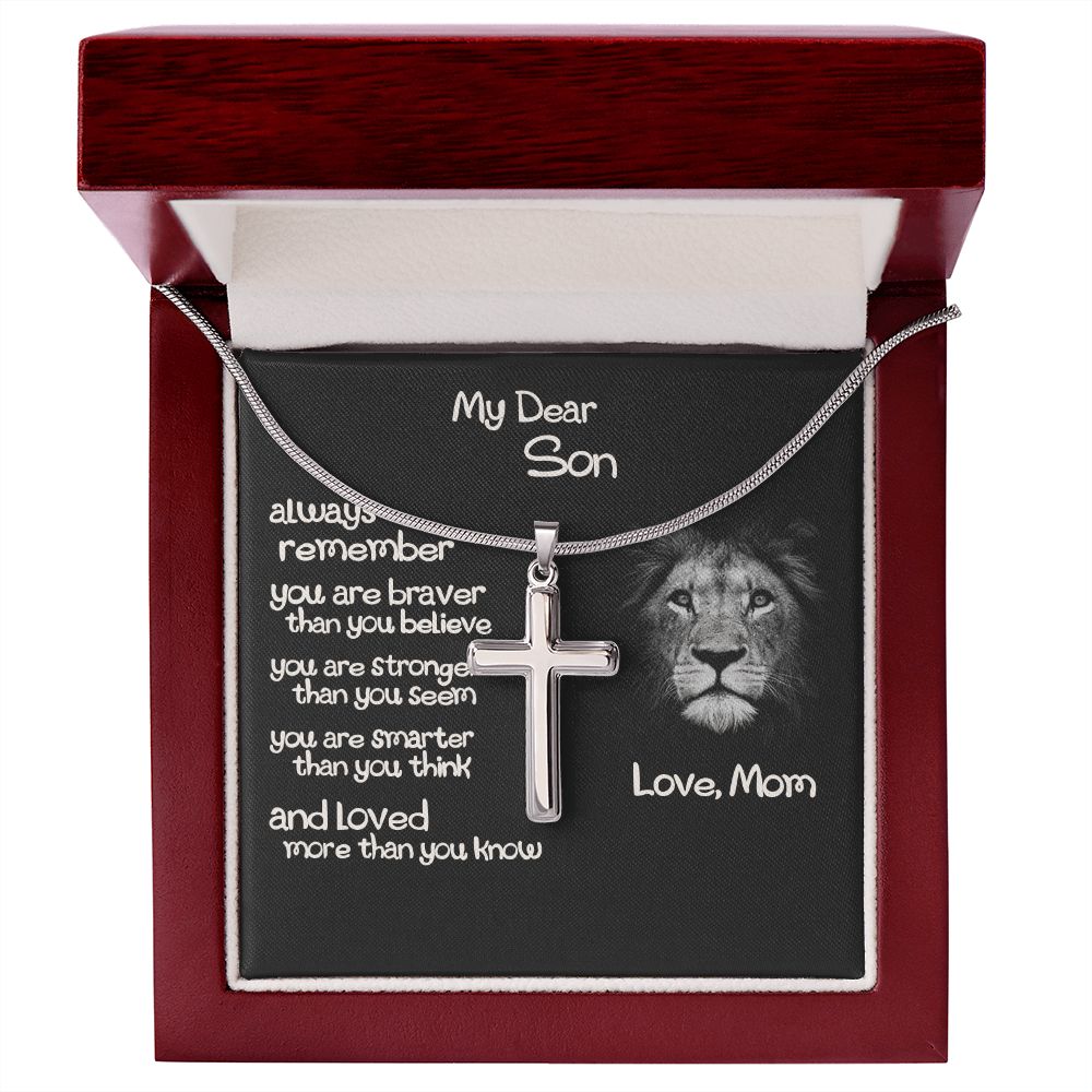 To My Son Necklace From Mom and Dad Jewelry Son Gifts From Mom and Dad, Mother and Son Necklace, Birthday Gift For My Son Graduation Christmas Cuban Link Chain Necklace Present