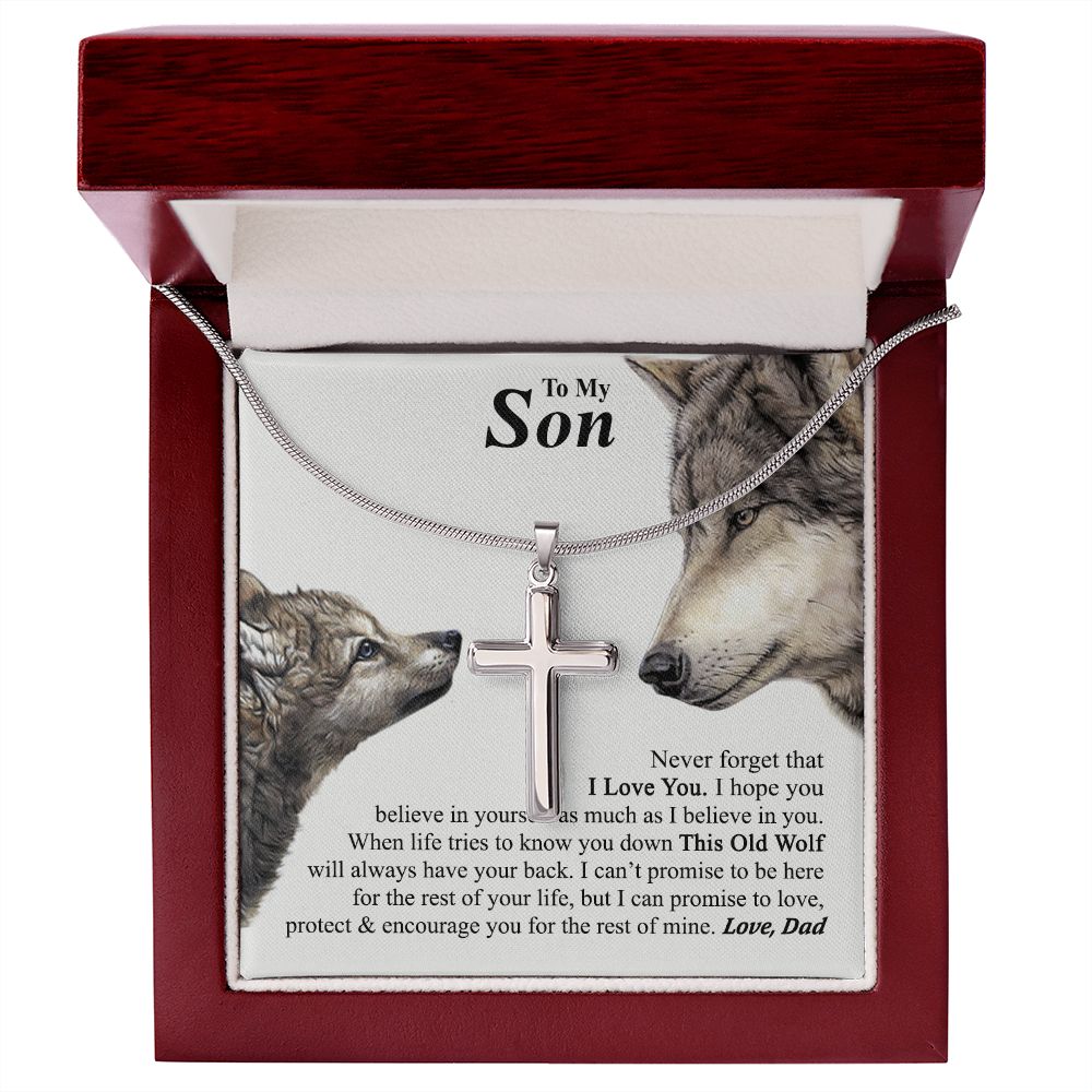 To My Son Necklace From Mom and Dad Jewelry Son Gifts From Mom and Dad, Mother and Son Necklace, Birthday Gift For My Son Graduation Christmas Stainless Steel Cross Necklace Present for Son