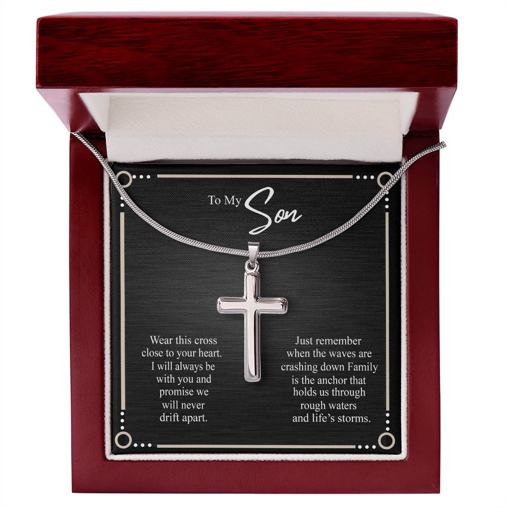 To My Son Necklace From Mom and Dad Jewelry Son Gifts From Mom and Dad, Mother and Son Necklace, Birthday Gift For My Son Graduation Christmas Stainless Steel Cross Necklace Present for Son