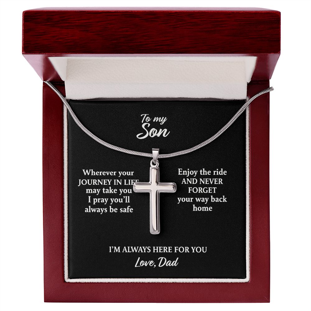 To My Son Necklace From Mom and Dad Jewelry Son Gifts From Mom and Dad, Mother and Son Necklace, Birthday Gift For My Son Graduation Christmas Stainless Steel Cross Necklace Present for Son