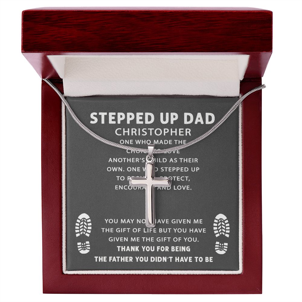 Cross Neckalce for Stepped Up Dad, To My Stepped Up Dad Necklace