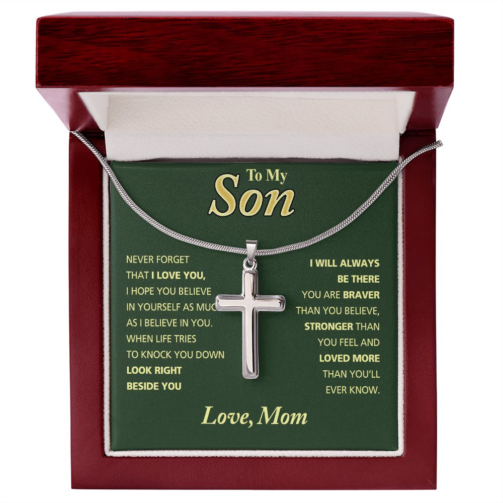 To My Son Necklace From Mom and Dad Jewelry Son Gifts From Mom and Dad, Mother and Son Necklace, Birthday Gift For My Son Graduation Christmas Stainless Steel Cross Necklace Present for Son