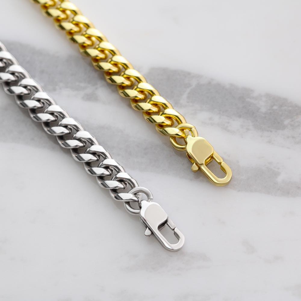 To My Son Necklace From Mom, Mother And Son Jewelry Gift For Man, Cuban Link Chain Necklace For Son Birthday Anniversary For Son Christmas For Son Luxury Gift Box Stainless Steel And 14K Gold Over Cuban Link Chain Necklace Mocup